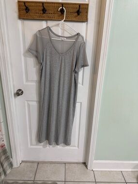 Skinnygirl Gray Midi Dress with Sheer Yoke